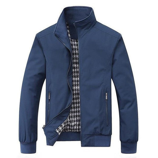 Men's mid season field jacket with stand collar - blue