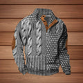 Rowland | Patterned Zip Knit Jacket with Stand Collar