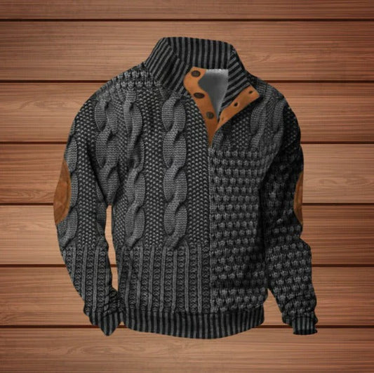 Knit Zip Jacket with Stand Collar for Men - gray