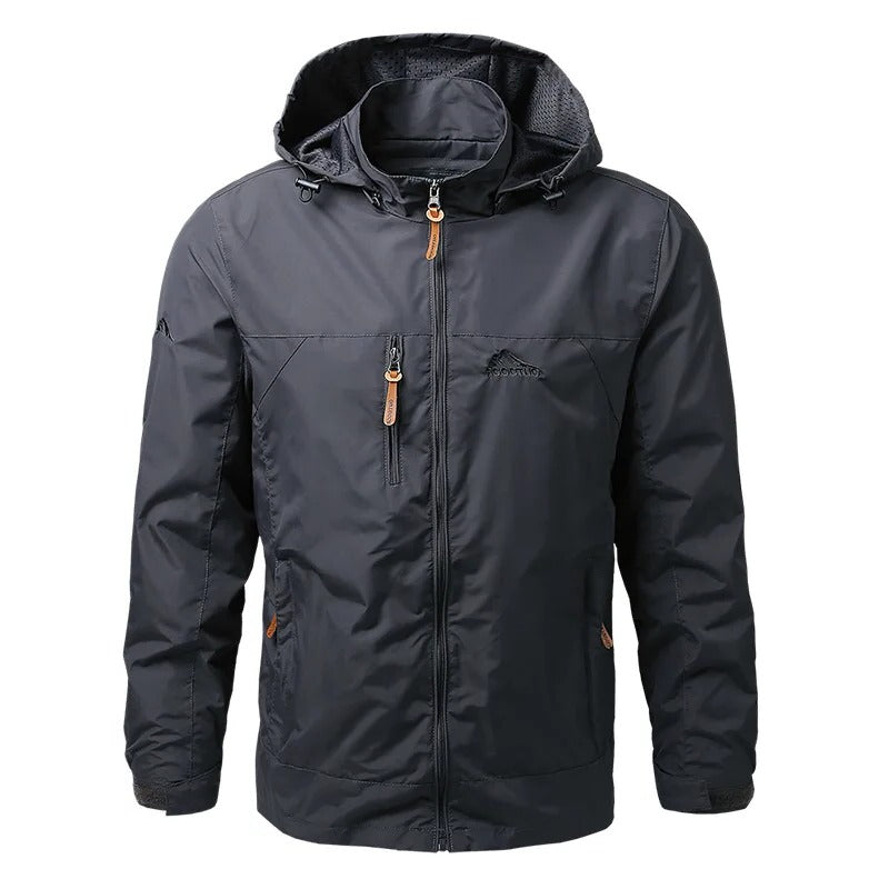 Men's tactical jacket with hood - gray