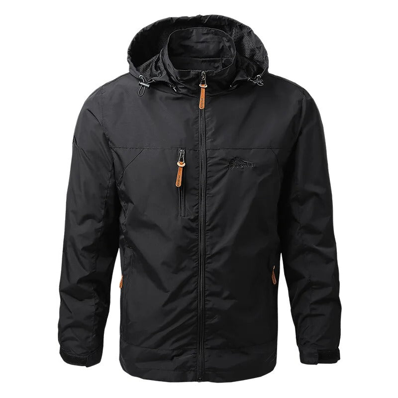 Men's tactical jacket with hood - black