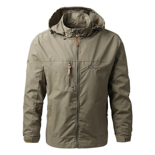 Men's tactical jacket with hood - khaki