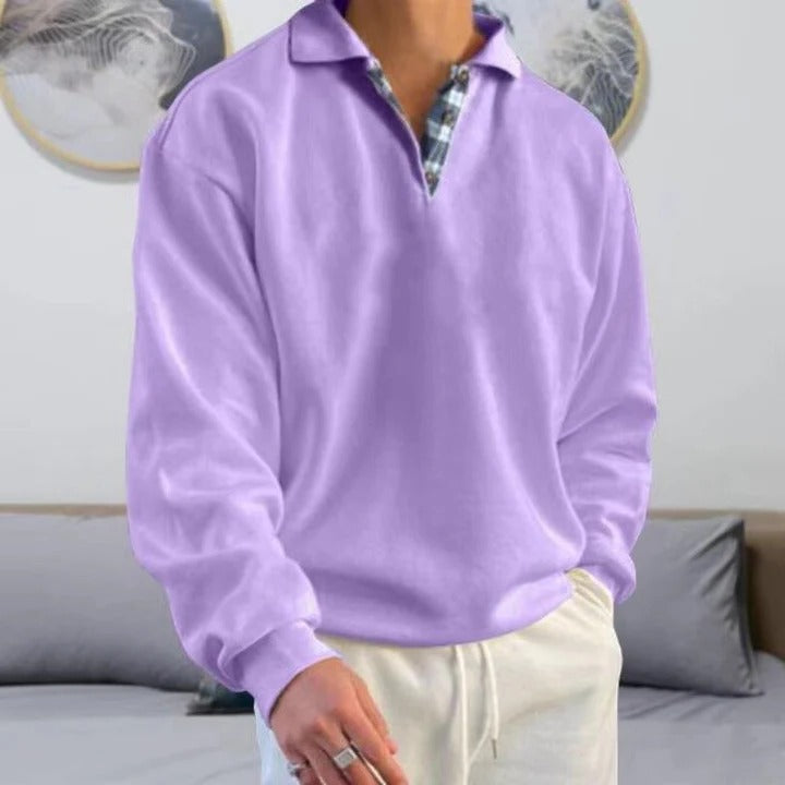 Men's half zip knit sweater - purple