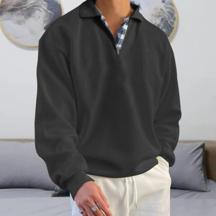 Men's half zip knit sweater - black