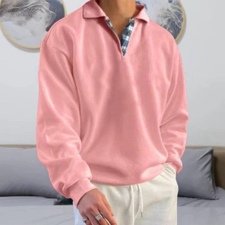Men's half zip knit sweater - pink