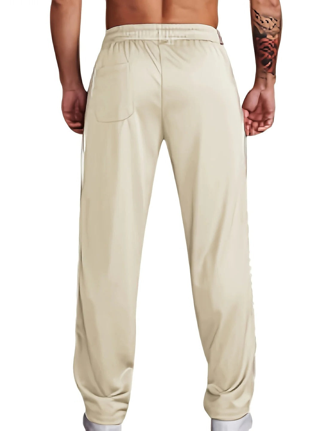 Sports Pants with Drawstring Waist and Side Stripe for Men