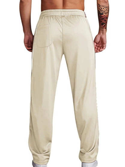 Sports Pants with Drawstring Waist and Side Stripe for Men