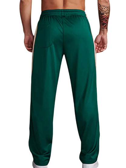 Sports Pants with Drawstring Waist and Side Stripe for Men