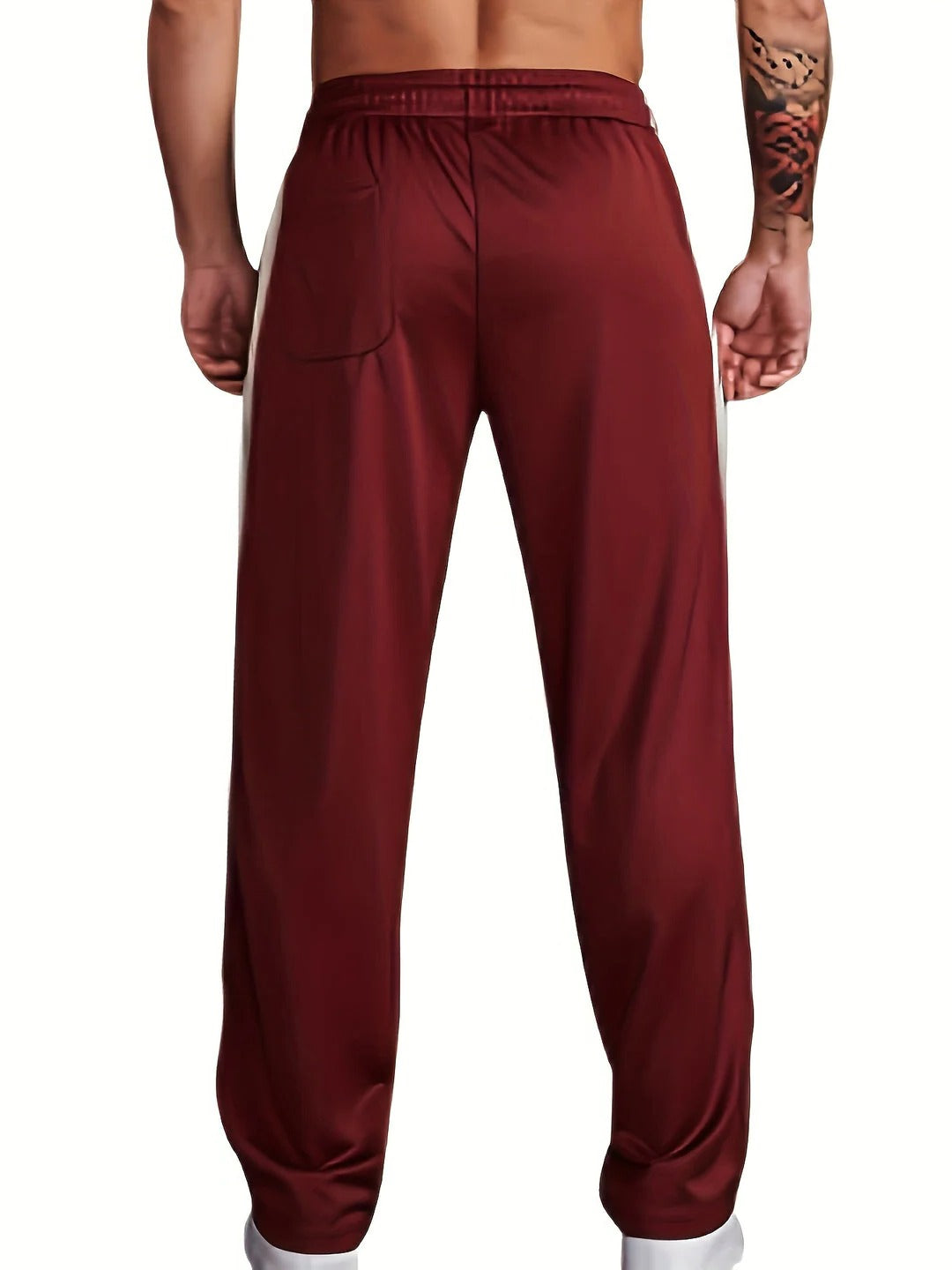Sports Pants with Drawstring Waist and Side Stripe for Men