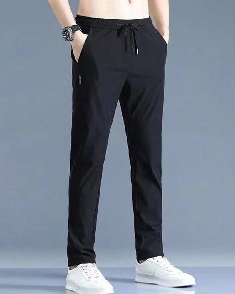 Men's leisure trousers with drawcord waist - black