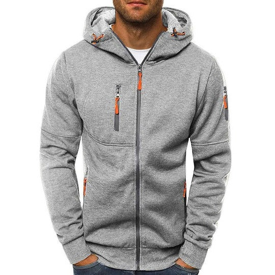 Men's full zip hooded sweatshirt jacket - light grey