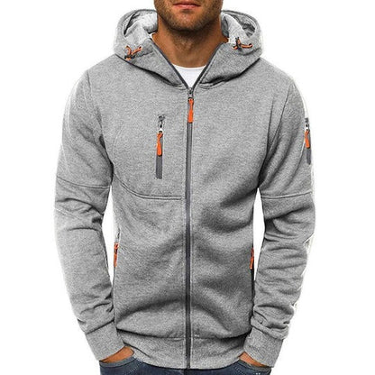 Men's full zip hooded sweatshirt jacket - light grey