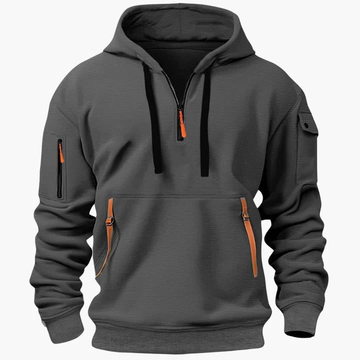 All Season Utility Hoodie with Zip Pockets for Men - dark grey