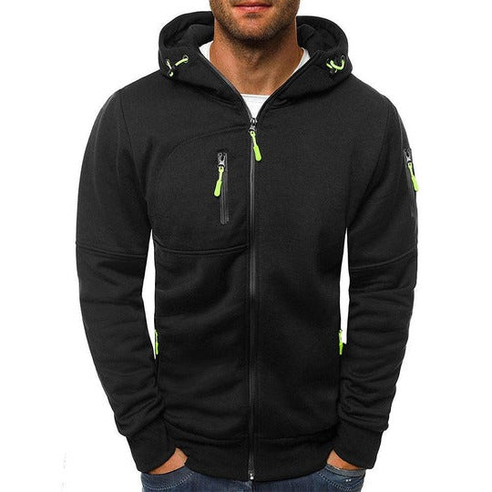 Men's full zip hooded sweatshirt jacket - black
