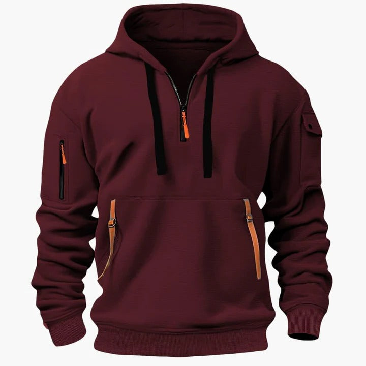 All Season Utility Hoodie with Zip Pockets for Men - red