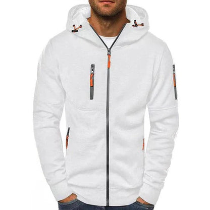 Men's full zip hooded sweatshirt jacket - white