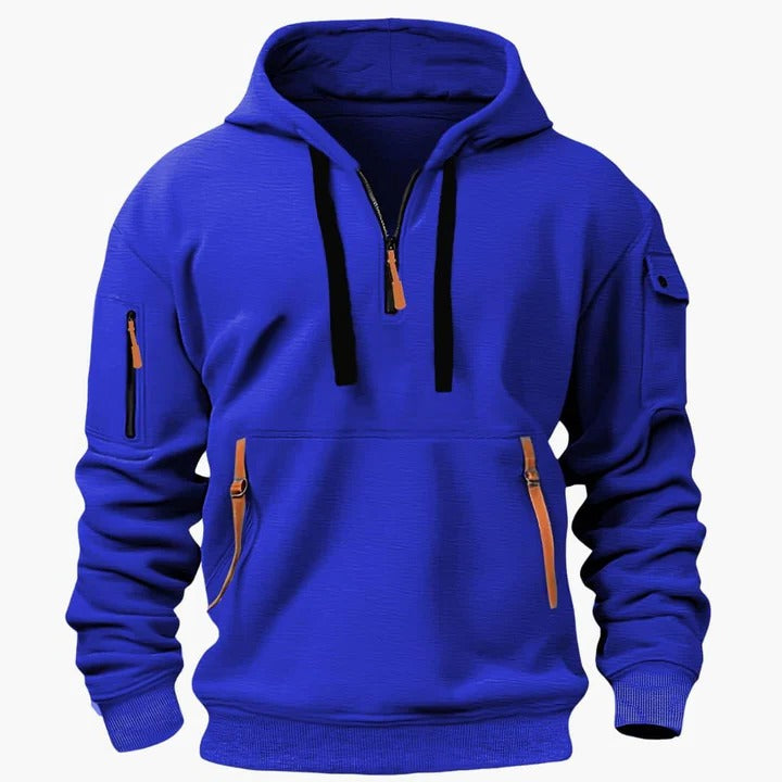 All Season Utility Hoodie with Zip Pockets for Men - navy blue