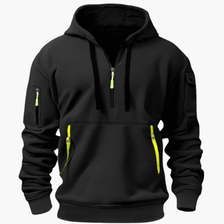All Season Utility Hoodie with Zip Pockets for Men - black
