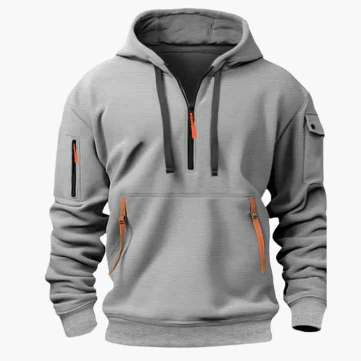 All Season Utility Hoodie with Zip Pockets for Men - light grey