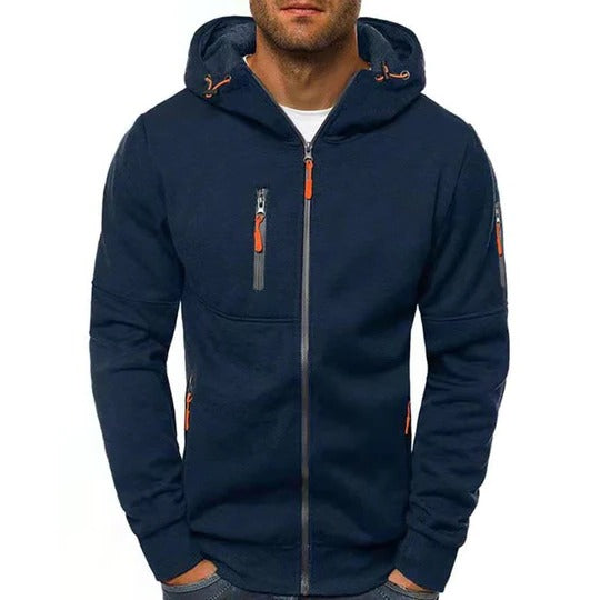 Men's full zip hooded sweatshirt jacket - navy