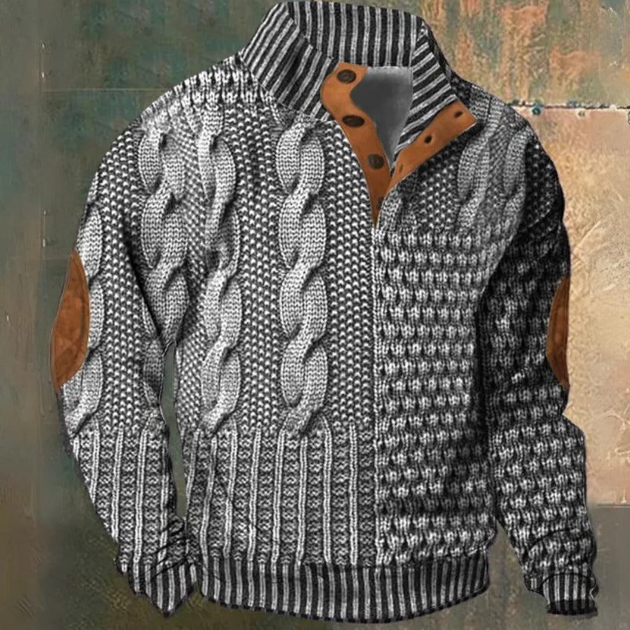 Men's cable knit half zip pullover sweater