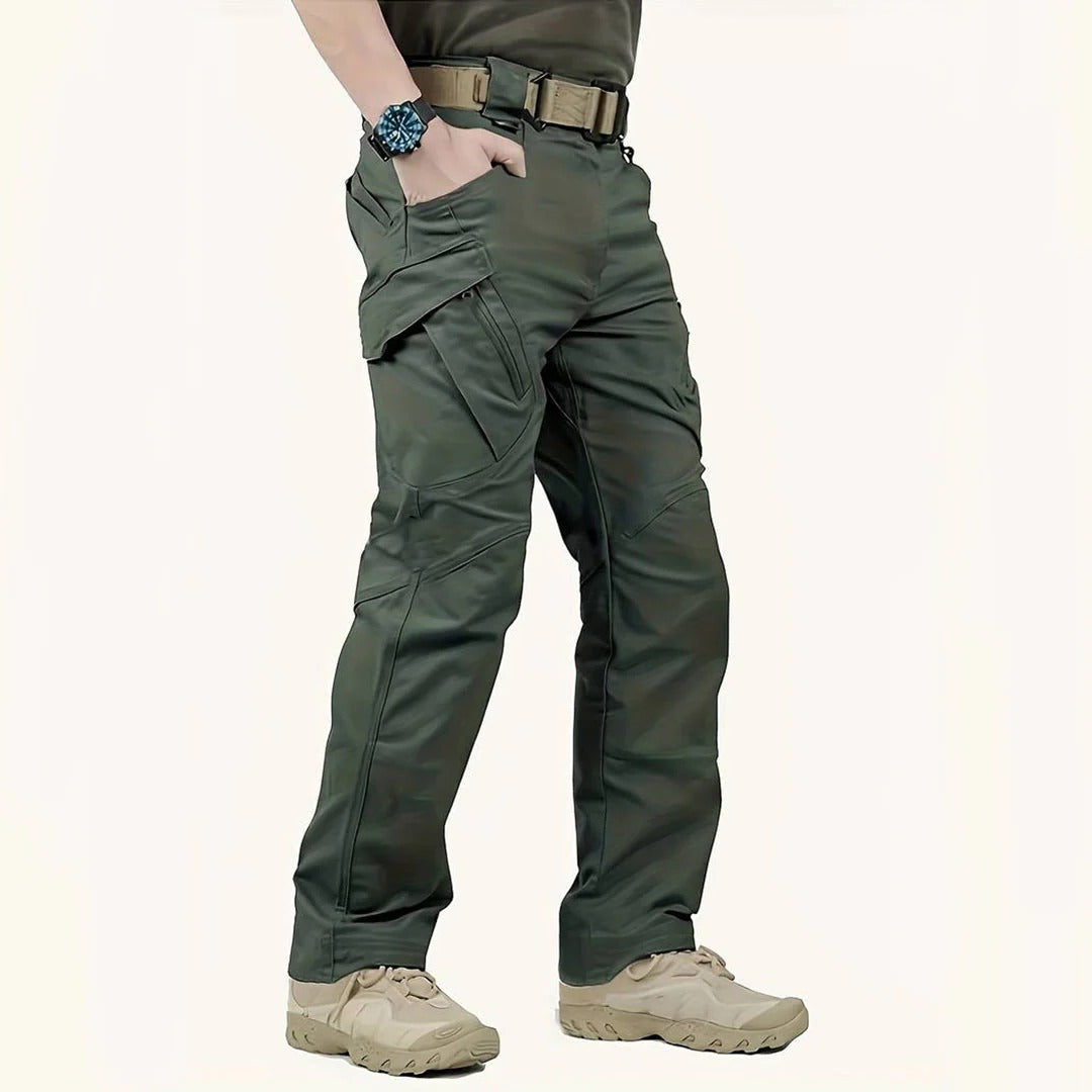 Men's tactical cargo pants with articulated knees - green