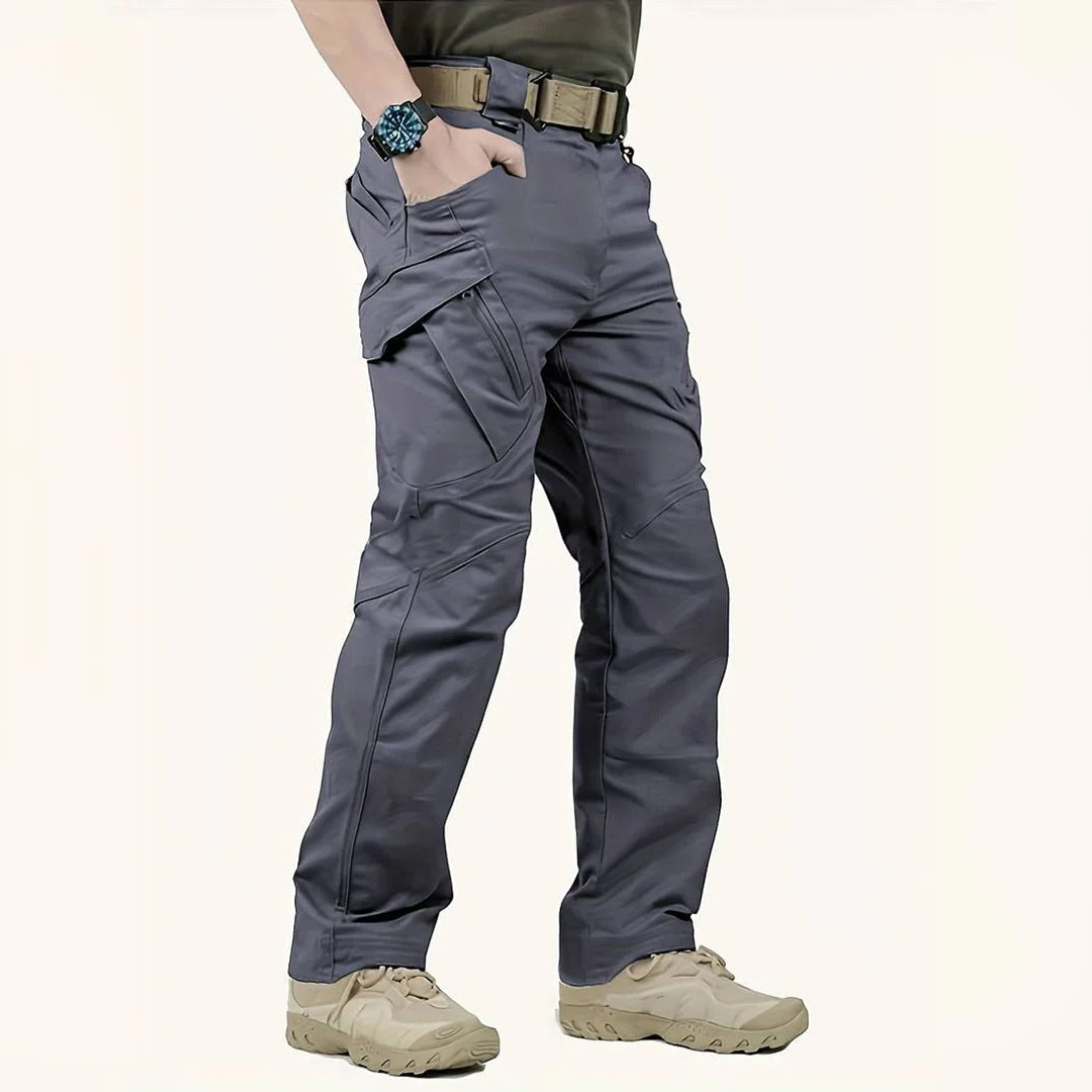 Men's tactical cargo pants with articulated knees - gray