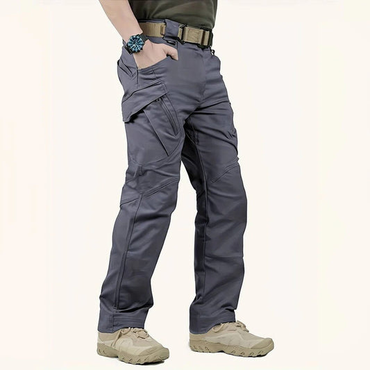Men's tactical cargo pants with articulated knees - gray