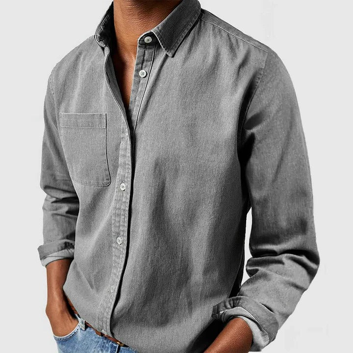 Men's relaxed fit long sleeve overshirt - gray