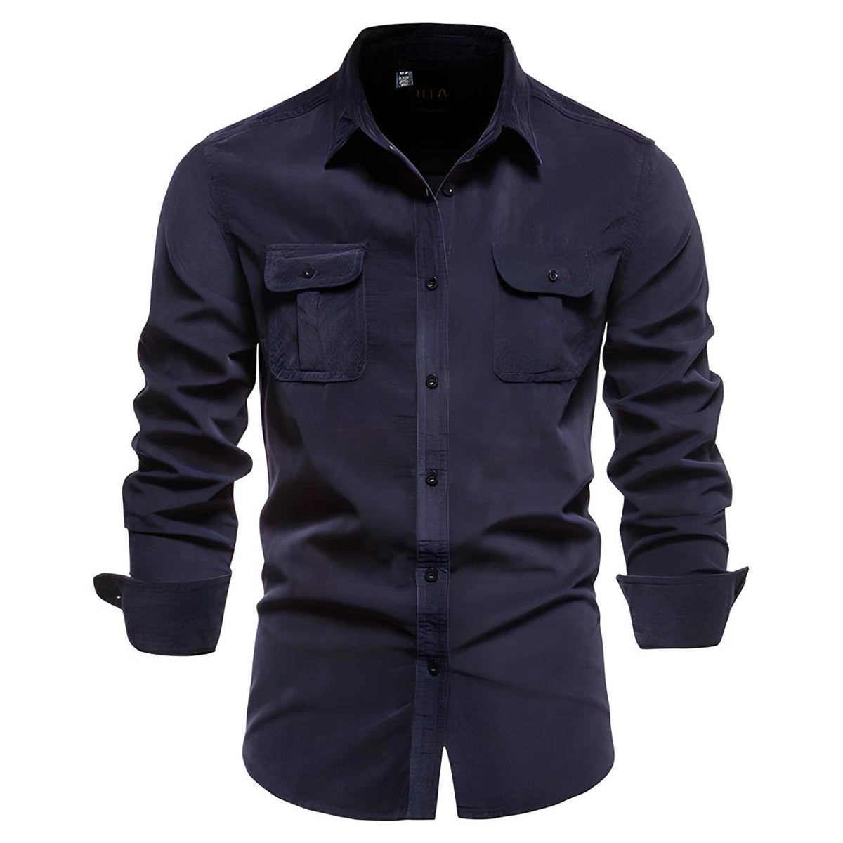 Men's casual button down shirt with chest pockets - navy blue