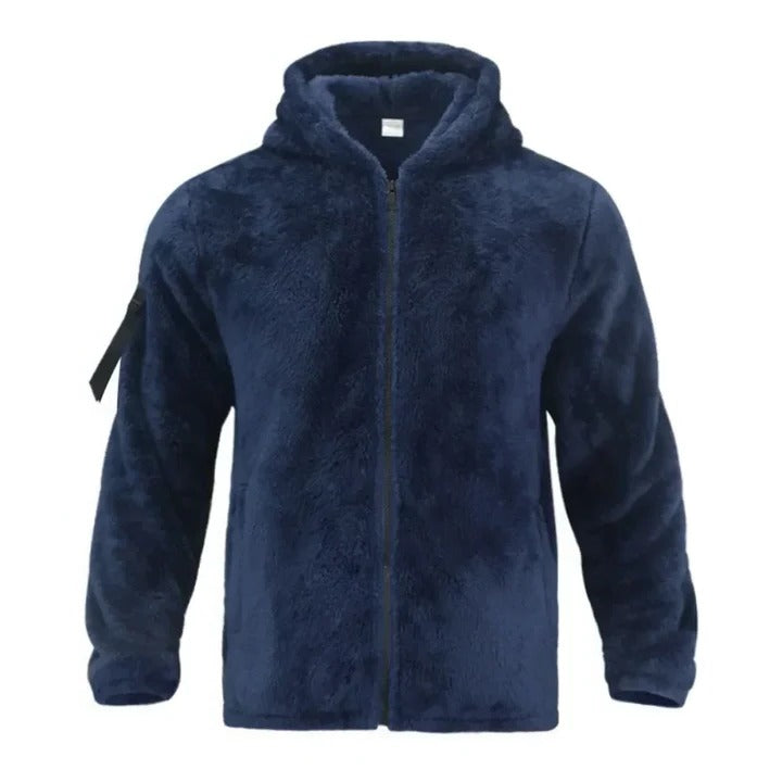 Insulated Winter Jacket with Sherpa Hood for Men