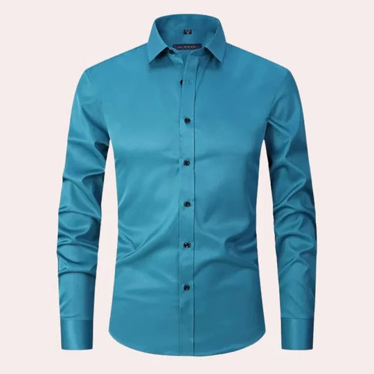 Men's stretch poplin shirt with point collar - light green