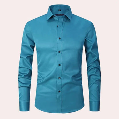 Men's stretch poplin shirt with point collar - light green