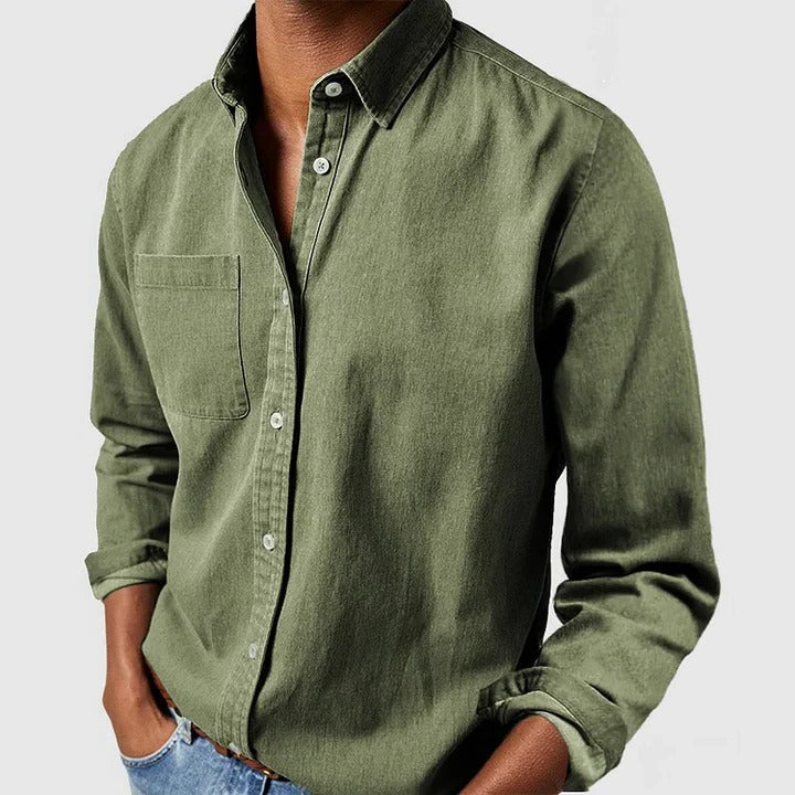 Men's relaxed fit long sleeve overshirt - green