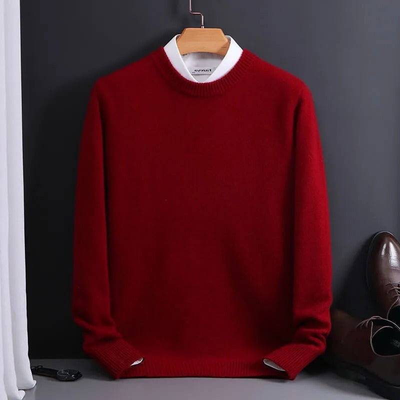 Ribbed Crew Neck Sweater with Raglan Sleeves for Men - red