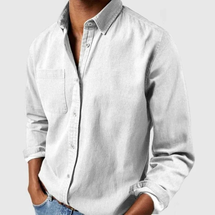 Men's relaxed fit long sleeve overshirt - white