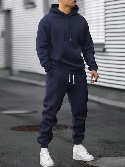 Men's hoodie and jogger two piece loungewear set - blue