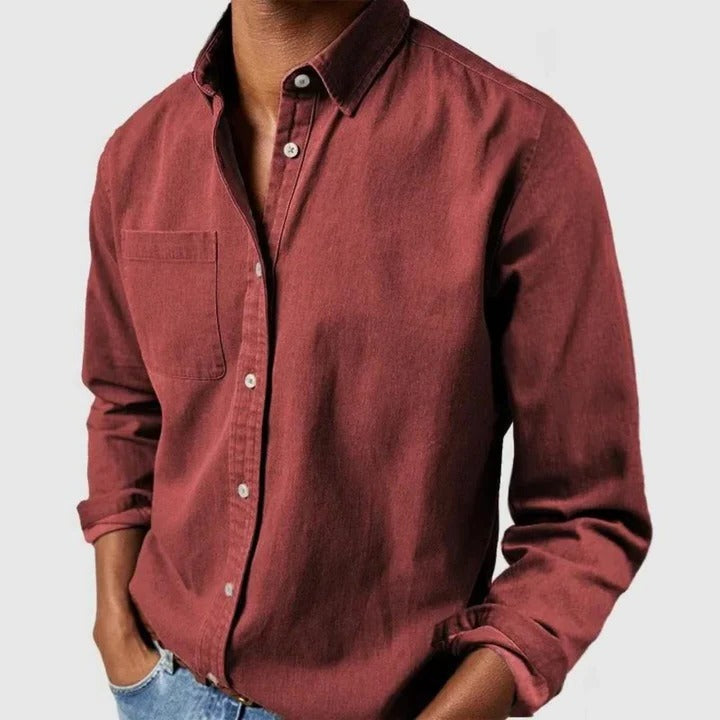Men's relaxed fit long sleeve overshirt - red