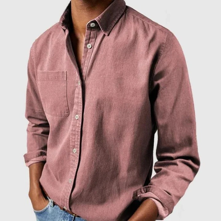 Men's relaxed fit long sleeve overshirt - pink