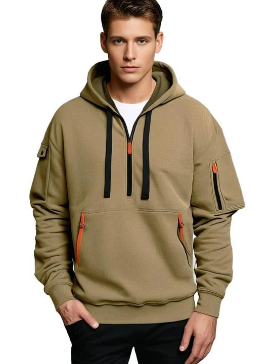 Men's half zip hoodie with chest pocket