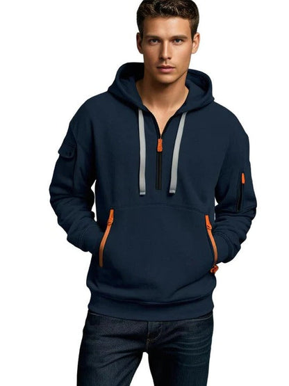 Men's half zip hoodie with chest pocket