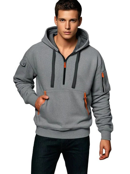Men's half zip hoodie with chest pocket