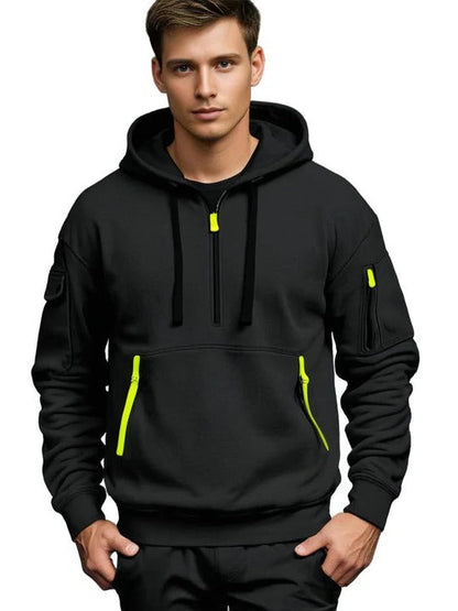 Men's half zip hoodie with chest pocket