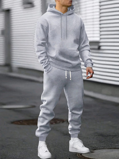Men's hoodie and jogger two piece loungewear set - gray