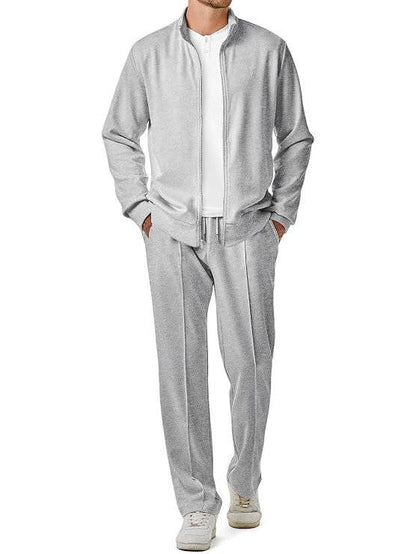 Men's two piece tracksuit with full zip jacket - light grey