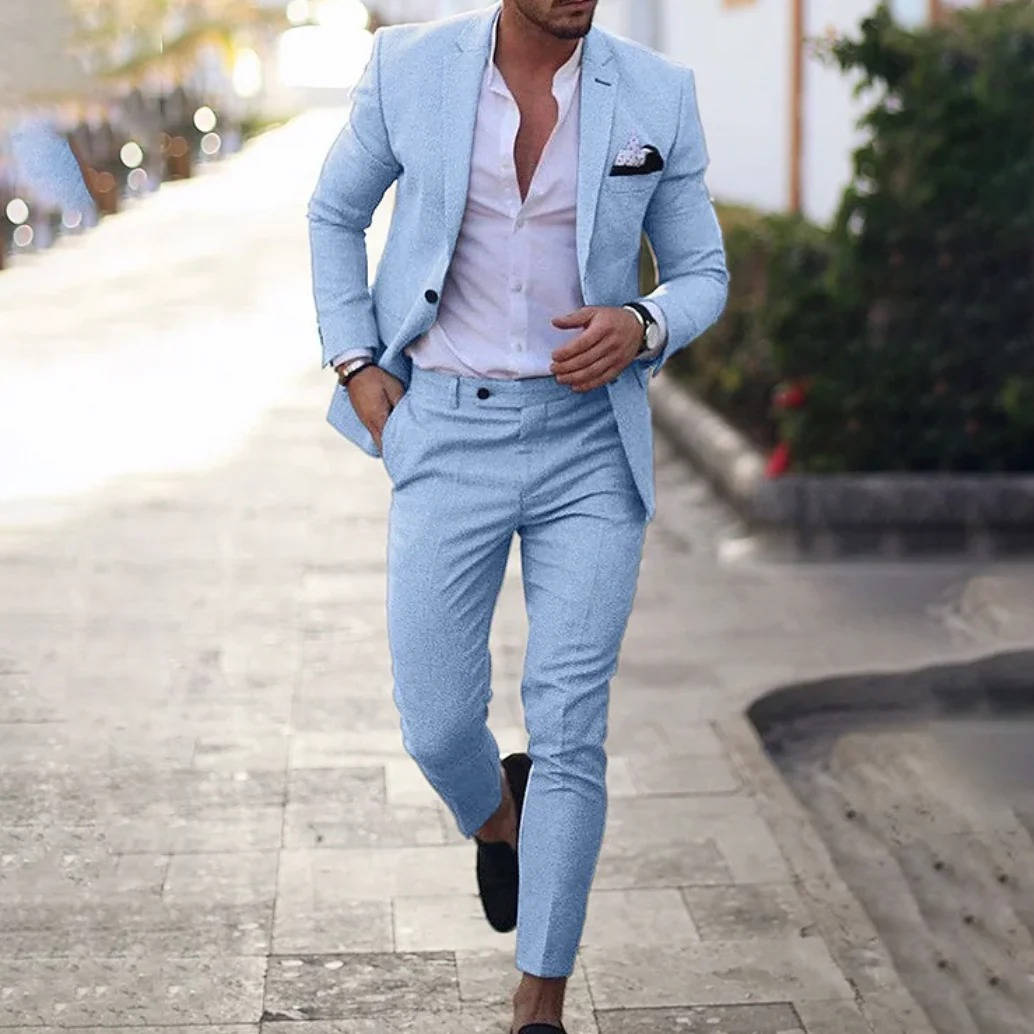 Men's slim fit two piece business suit