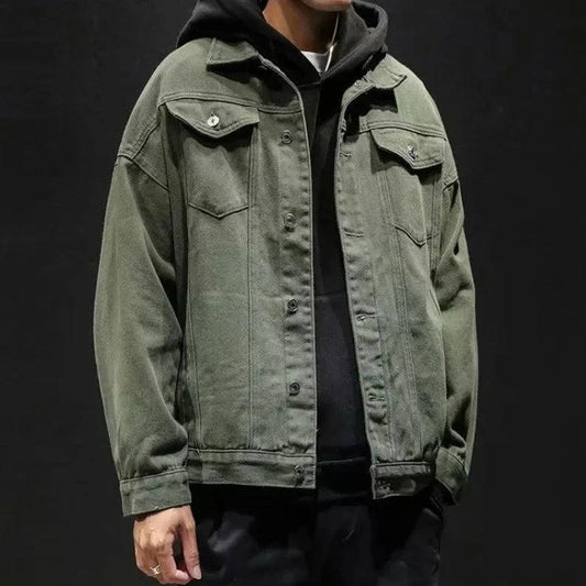 Men's denim jacket with buttoned chest pockets