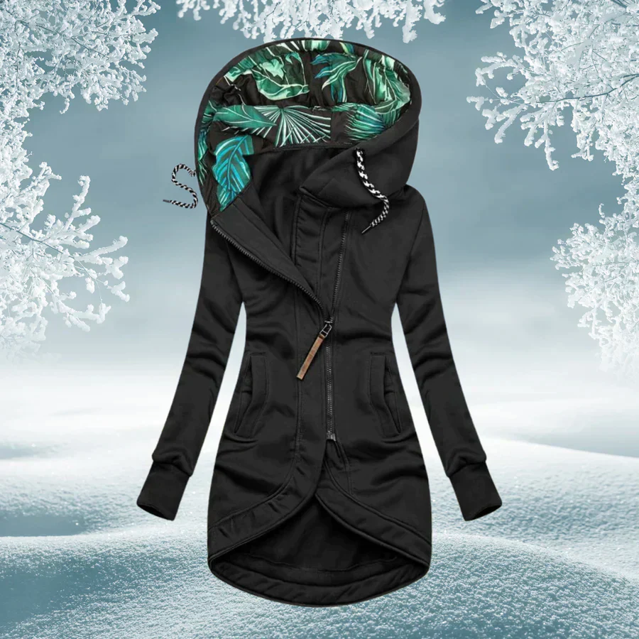 Women's hooded windbreaker coat with adjustable hood