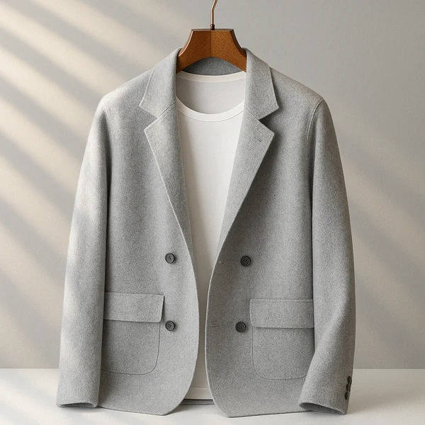 Cashmere cardigan for men with button front - light grey