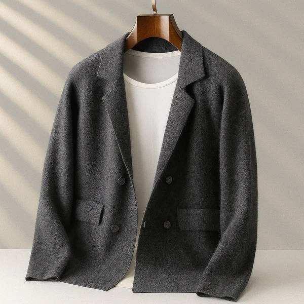 Cashmere cardigan for men with button front - dark grey